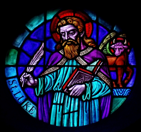 Luke the Evangelist is symbolized as a bull.