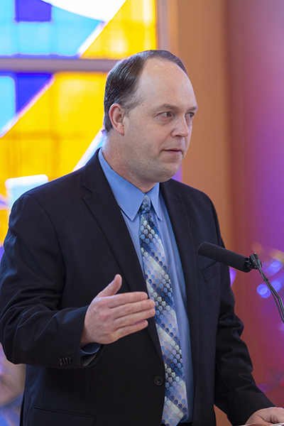 Jim Rigg, archdiocesan superintendent of schools, speaks to principals before the opening Mass of their meeting with staff from the Office of Catholic Schools to prepare for the start of the 2022-23 school year, Aug. 2, 2022 at St. Thomas University in Miami Gardens.