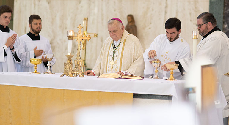 On the feast day of St. John Vianney, Aug. 4, 2022, Miami Archbishop Thomas Wenski celebrated Mass at St. John Vianney College Seminary in Miami at the conclusion of the annual convocation of Miami seminarians.