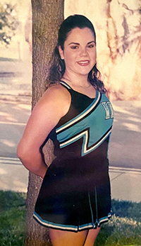 Jacqueline Mastrangelo as a cheerleader at Archbishop McCarthy High School, where she graduated in 2003.