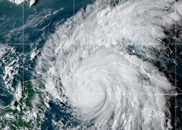 CIRA/NOAA image of Hurricane Ian in the Caribbean, the night of Sept. 26, 2022.