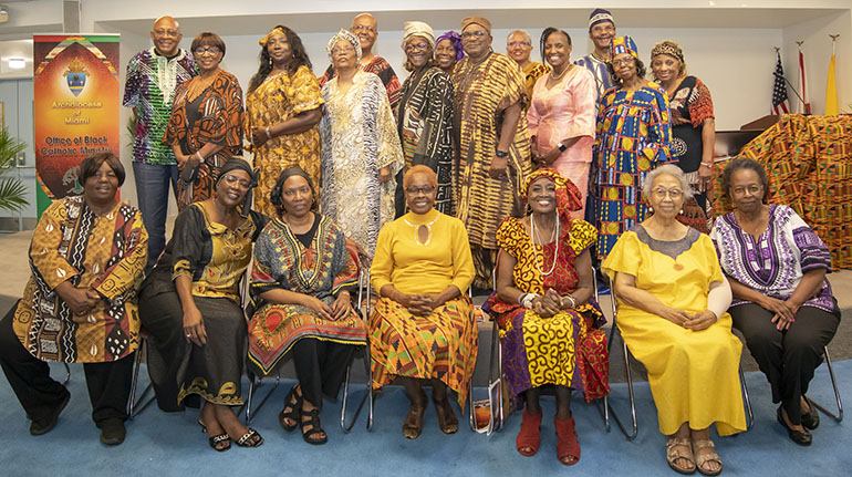 Members of the archdiocesan Office of Black Catholic Ministry pose for a photo after attending the 2022 Black Catholic History Month luncheon, held at St. Thomas University on Nov. 19, 2022.
