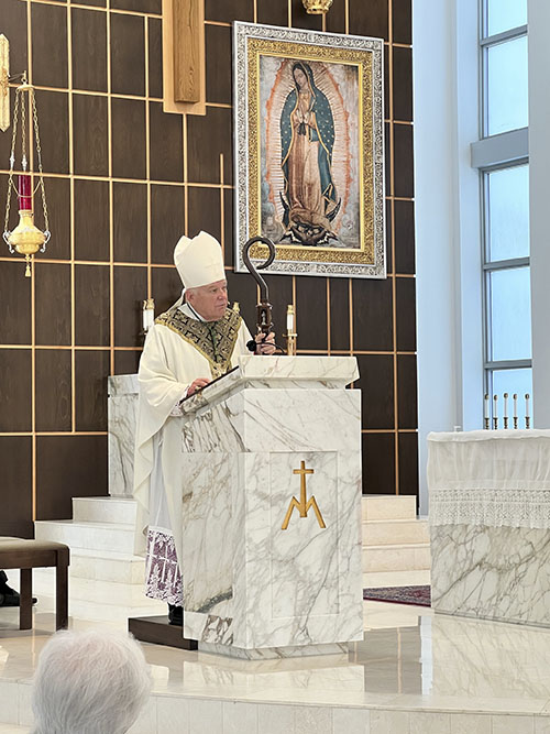 Archbishop Thomas Wenski preaches his homily on All Souls Day, Nov. 2, 2022, at Our Lady of Guadalupe Church in Doral.