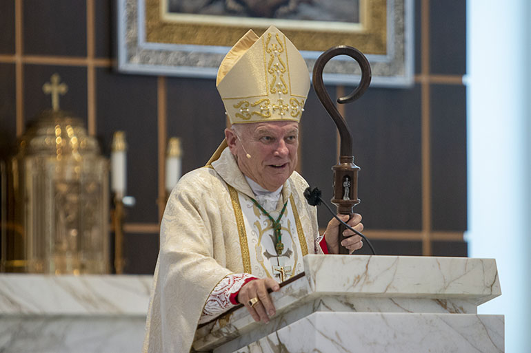 Archbishop Thomas Wenski preaches the homily at the opening Mass of Retrouvaille's international conference, Nov. 4, 2022. Close to 500 couples representing the Retrouvaille ministry around the U.S. and the world gathered at Our Lady of Guadalupe Church in Doral Nov. 4, 2022, for the opening Mass of their three-day international conference, hosted by the Miami community. Retrouvaille is a movement for couples struggling in their marriages.