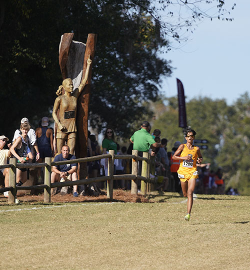 Belen Jesuit Prep's Joshua Ruiz (#1280) runs toward a second place finish in Class 3A at the Florida High School Athletic Association's State Cross Country Championships, held Nov. 5, 2022 in Tallahassee.