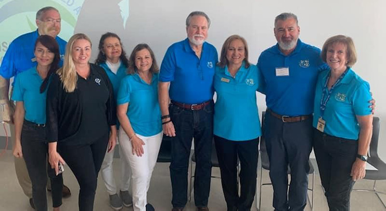 Members of the Hope, Heart and Home ministry who attended the Florida Faith-Based and Community-Based Advisory Award Breakfast, Oct. 1, 2022, from left: Eric Schwindeman, St. John Neumann Parish, guardian ad litem; R. Michelle Merino, St. Agatha; Kathleen Smith, Holy Rosary-St. Richard; Mary Hamel, St. Louis, guardian ad litem; Rosie Lacayo-Perez, Holy Rosary-St. Richard; Michael Carrier, St. John Neumann; Maria Jacques, St. John Neumann, guardian ad litem; Lorenzo Cosio, St. Louis, guardian ad litem; and Valerie Van Ostran, St. John Neumann, guardian ad litem.