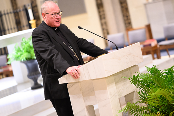 Cardinal Timothy Dolan of New York delivers a lecture on "Used-to-be Catholicism" Jan. 19, 2023, at St. Vincent de Paul Regional Seminary in Boynton Beach, Florida.