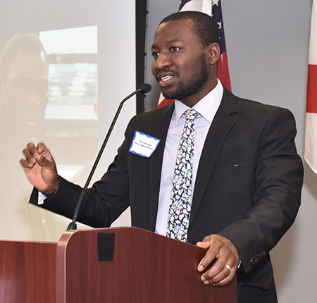 Kwami Abodoe-Herrera, who endured six years of slavery as a child, was one of two Gillen-Massey Award winners at St. Thomas University on Feb. 8, 2023.