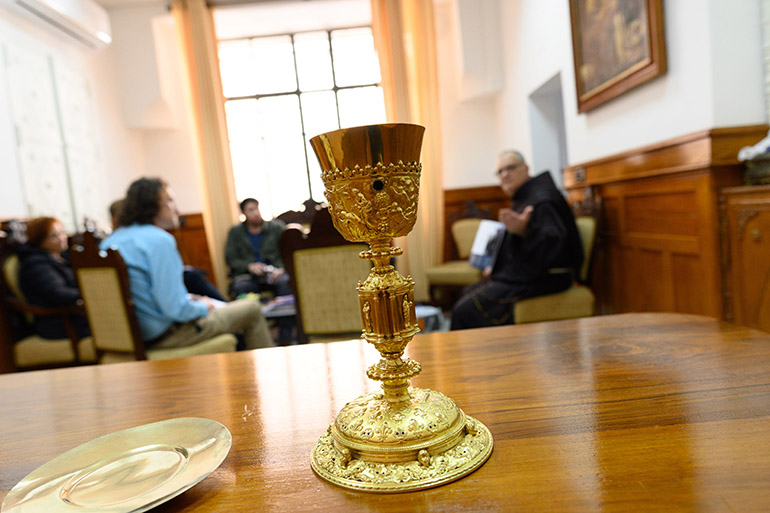 The chalice of King Louis XVI, donated to the Holy Land in 1664, is part of the historical collection at the Terra Sancta Museum in Jerusalem.