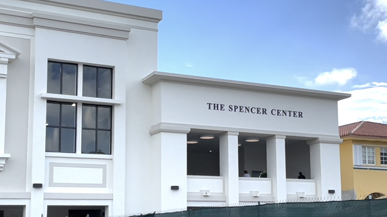Exterior view of the new sports and multipurpose center which was dedicated at St. Agnes Parish in Key Biscayne, May 15, 2023.