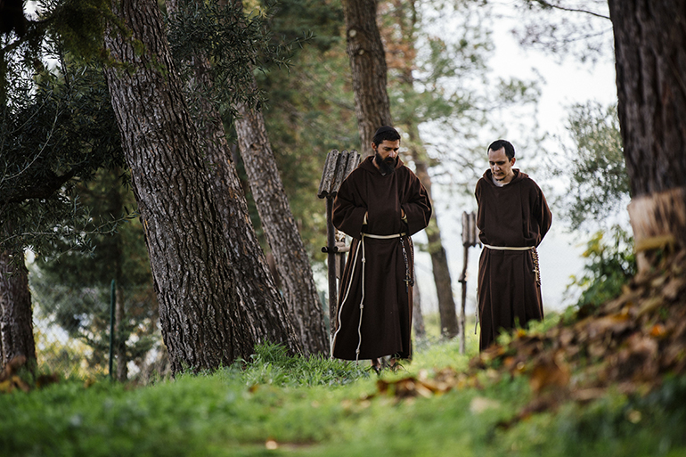 Actor Shia LaBeouf, who portrays St. Pio of Pietrelcina, and Brother Alexander Rodriguez, who is a Capuchin Franciscan, appear in the new drama "Padre Pio.” he OSV News classification is A-III -- adults. The Motion Picture Association rating is R -- restricted. Under 17 requires accompanying parent or adult guardian. (OSV News photo/Gravitas Ventures)