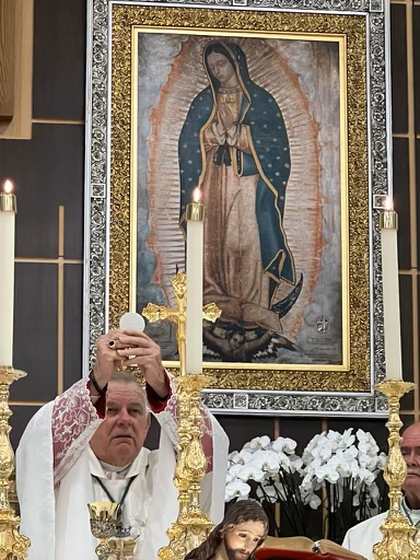 Archbishop Thomas Wenski celebrates the opening Mass of the annual Great Vigil marking the feasts of the Sacred Heart of Jesus and the Immaculate Heart of Mary, the evening of June 16 through the morning of June 17, 2023, at Our Lady of Guadalupe Church in Doral.