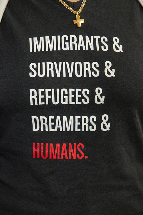 T-shirt worn by a former Pedro Pan at a press conference, Feb. 10, 2022, where Archbishop Thomas Wenski, business leaders, community leaders, immigration advocates and former Pedro Pans asked Gov. Ron DeSantis to revoke an executive order that aimed to shut down Florida shelters for unaccompanied minors caught trying to cross into the U.S. as the southern border.