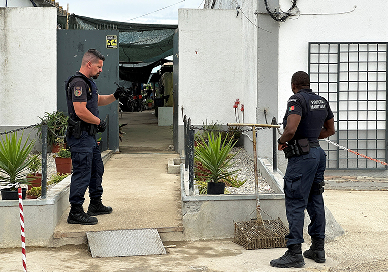 Portuguese maritime police investigate one of two sites where hundreds of human trafficking victims, mostly migrants from Southeast Asia, were found near Lisbon June 21, 2023. (OSV News photo/Miguel Pereira, Reuters)
