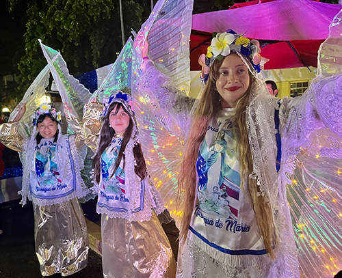 Young people from St. John the Apostle Parish, Hialeah, celebrate with allegorical costumes the "Gritería Chiquita" (small shouting in English) to the Virgin Mary, after the Mass that was celebrated Aug. 15, 2023 in the church.