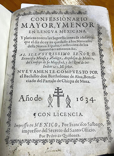 Here's a 17th century text examined by Richard Carrillo this summer in Mexico City. The trip was part of Carrillo’s research for the "Mass of the Americas," which he’ll present Oct. 3, 2023, at Epiphany Church in Miami.