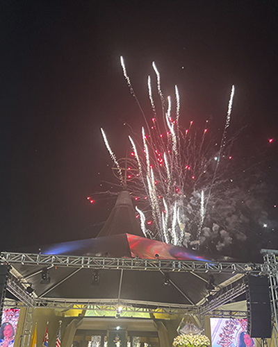 Fireworks mark the end of Mass during the celebration of the feast of Our Lady of Charity at her shrine on Biscayne Bay, Sept. 8, 2023.