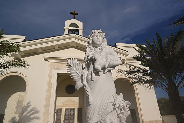 View of the front of the new St. Agnes Church in Key Biscayne during the dedication Mass, Sept. 15, 2023.