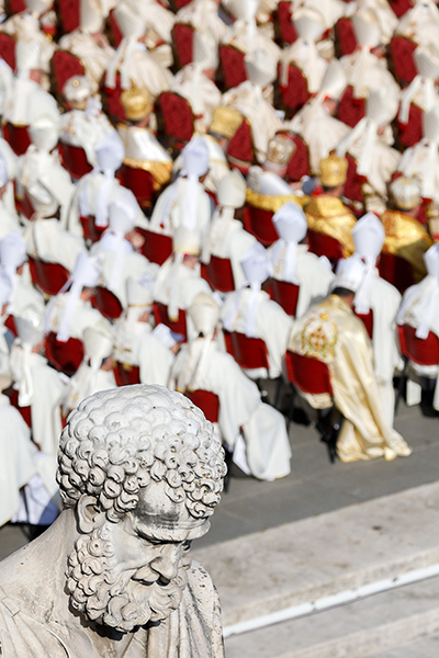 Cardinals and bishops attend Pope Francis’ Mass opening the assembly of the Synod of Bishops in St. Peter’s Square at the Vatican Oct. 4, 2023. (CNS photo/Lola Gomez)