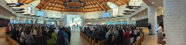 Panoramic view of St. Mark Church in Southwest Ranches as more than 1,000 religious education volunteers and Catholic school teachers gathered for the opening Mass of the annual Catechetical Conference, Oct. 28, 2023.