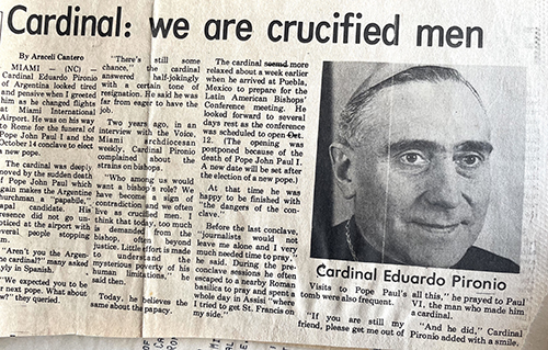 The Voice clipping of an interview with Argentine Cardinal Eduardo Pironio, who was beatified Dec. 17, 2023, when he stopped in Miami on his way to the funeral of Pope John Paul I.