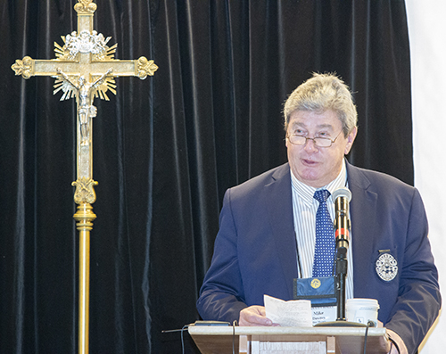 Michael Downey, president of the U.S. Council for Serra, speaks at the 2024 Serra USA Rally, held Jan. 18-21 in Miami. The goal of Serra Club members is to foster vocations to the priesthood and religious life.