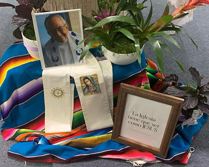 Father Mario Vizcaíno is remembered in this memorial created at the Southeast Pastoral Institute, SEPI. He was born Aug. 20, 1934, entered the Piarists in his native Cuba in 1952, was ordained in Rome in 1960, and died Feb. 13, 2024, in the St. Joseph Calasanz Piarist community in Hialeah.