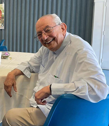 Always smiling, Father Mario Vizcaíno is seen in this file photo during a meeting of the Southeast Pastoral Institute, SEPI. The Piarist priest died Feb. 13, 2024, at age 89, while under the care of Catholic Hospice in the St. Joseph Calasanz Piarist community in Hialeah. Father Vizcaíno, born Aug. 20, 1934, had been a Piarist religious for more than 60 years.