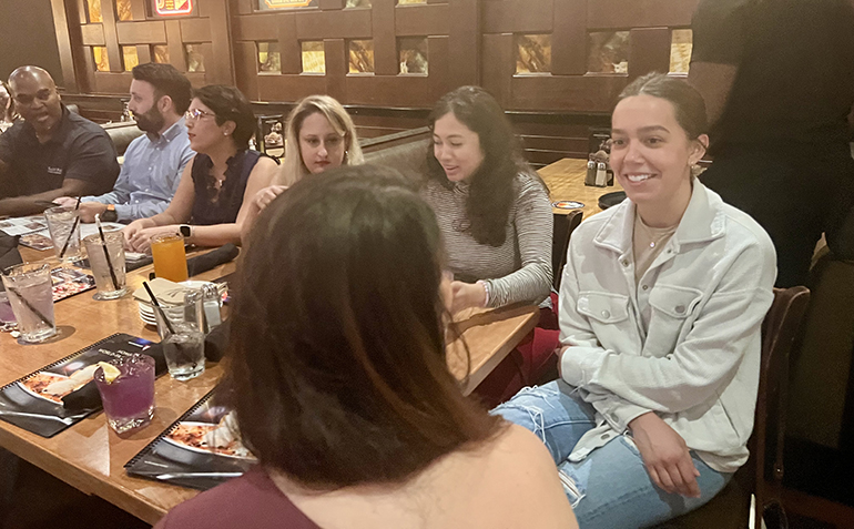 Participants get to know one another at the Theology on Tap event on March 5, 2024 at BJ’s Restaurant and Brewhouse in Pembroke Pines. Over 30 people representing 16 parishes attended.