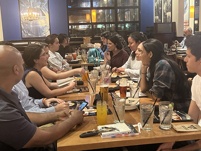 Participants get to know one another at the Theology on Tap event on March 5, 2024 at BJ’s Restaurant and Brewhouse in Pembroke Pines. Over 30 people representing 16 parishes attended.