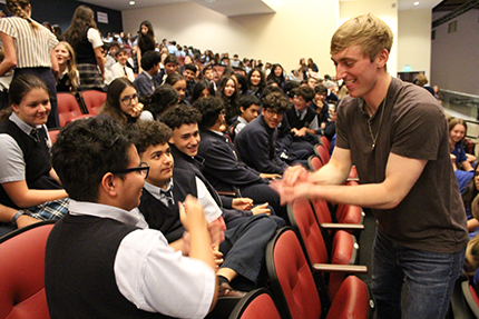 After the Greater Love Conference held on March 6, 2024, guest speaker Braden Johnson challenged students from St. Michael the Archangel School in Miami, and other schools, to a round of the hand game "Rock, paper, scissors." Nearly 2,000 eighth graders from archdiocesan schools attended the event in Pembroke Pines where they explored topics such as Christian Anthropology, Theology of the Body, chastity, and more.