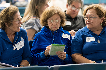 Parish representatives and others engage in prayer, conversation, and strategizing during a National Eucharistic Revival Summit, at St. Gregory the Great Church in Plantation, March 16, 2024.