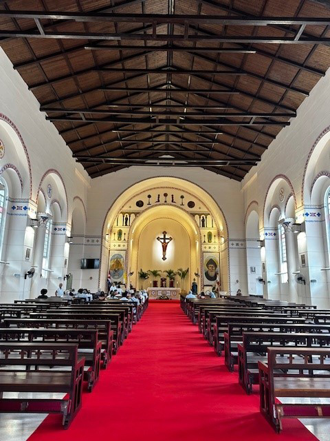 Inside image of Santo Tomás de Villanueva and San Charbel church in Havana, Cuba. This church served as the chapel of Santo Tomás de Villanueva University before its closure in 1961. It was returned to the Archdiocese of Havana in 2015 and rebuilt with the support of St. Thomas University of Miami and Catholic Extension and was re-consecrated in February of this year.