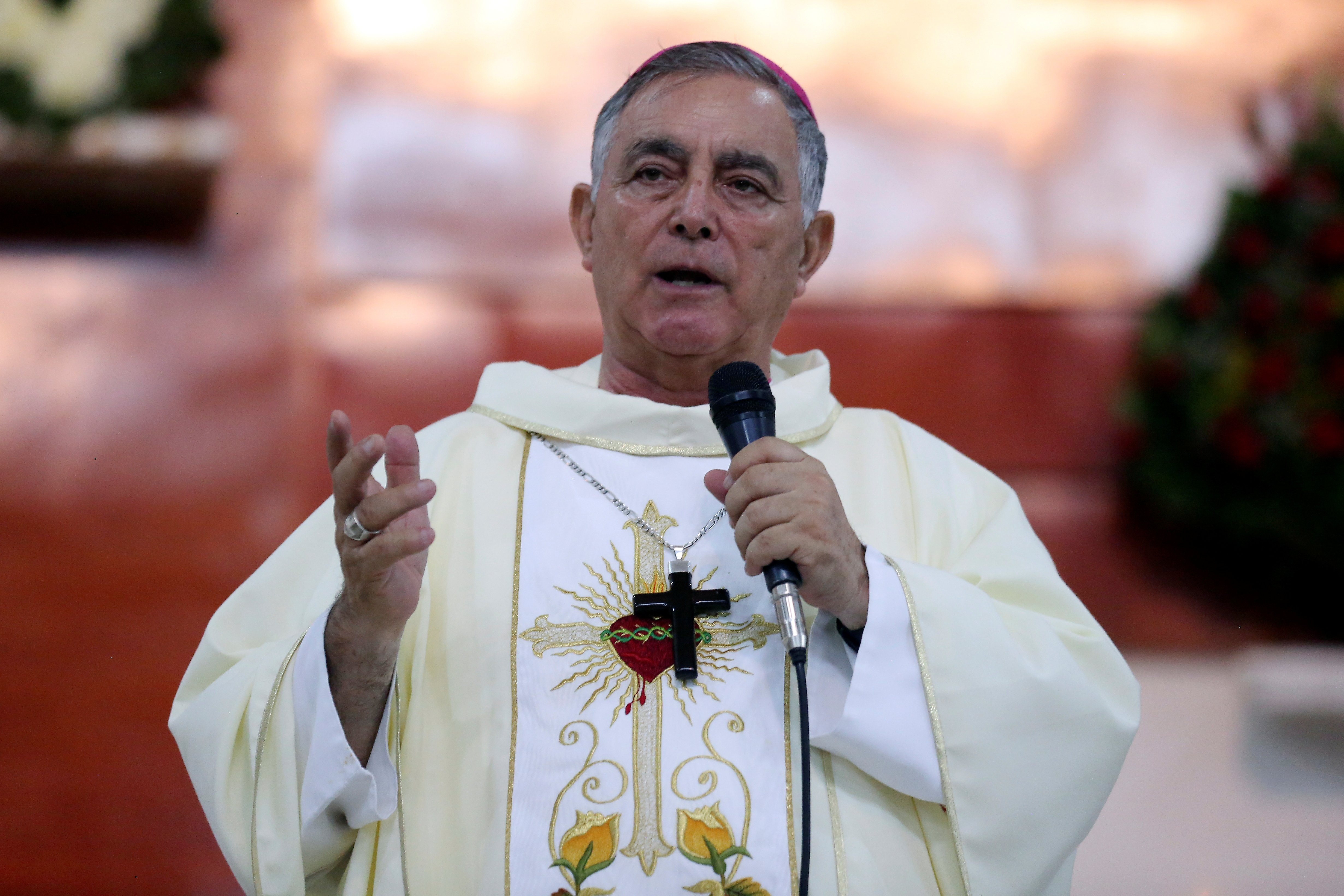 Bishop Salvador Rangel Mendoza of Chilpancingo-Chilapa, Mexico, celebrates Mass in Chilpancingo June 7, 2018. The now-retired Mexican bishop known for brokering deals with drug cartel bosses was located in a hospital bed April 29, 2024, after being incommunicado for two days, though local officials believe he was briefly abducted in an "express kidnapping" by unknown assailants. (OSV News photo/Gustavo Graf, Reuters)