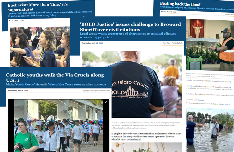 Best Online Content Not Published in Print – News: First place, Florida Catholic Miami, Angelique Ruhi-Lopez, Tom Tracy, Jim Davis, and Cristina Cabrera Jarro.