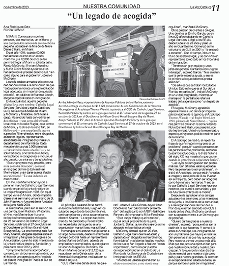 Best Reporting – on Immigration: First place, La Voz Catolica, Rocío Granados and Ana Rodríguez-Soto