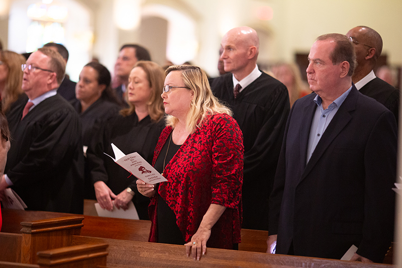 Judges and court officials attend the 33rd annual Red Mass for Broward County legal professionals, presided by Archbishop Thomas Wenski and hosted by the St. Thomas More Society of South Florida, Oct. 02, 2024, at St. Anthony Church in Fort Lauderdale.