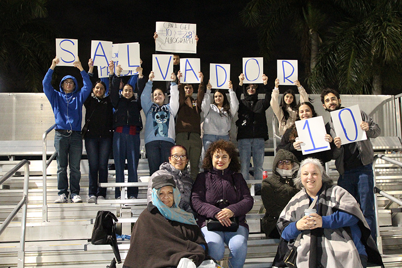 Parishioners from San Lazaro Parish in Hialeah cheer for their priest, Father Salvador Diaz-Guerra, during the third annual Archbishop's Cup soccer game, played Jan. 24, 2025, on the field of St. Thomas University, Miami Gardens. The seminarians beat the priests 4-0.