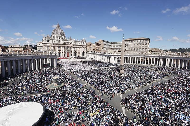 An estimated 200,000 people gather in St. Peter's Square and the neighboring streets to attend funeral Mass for Pope Francis at the Vatican April 26, 2025.