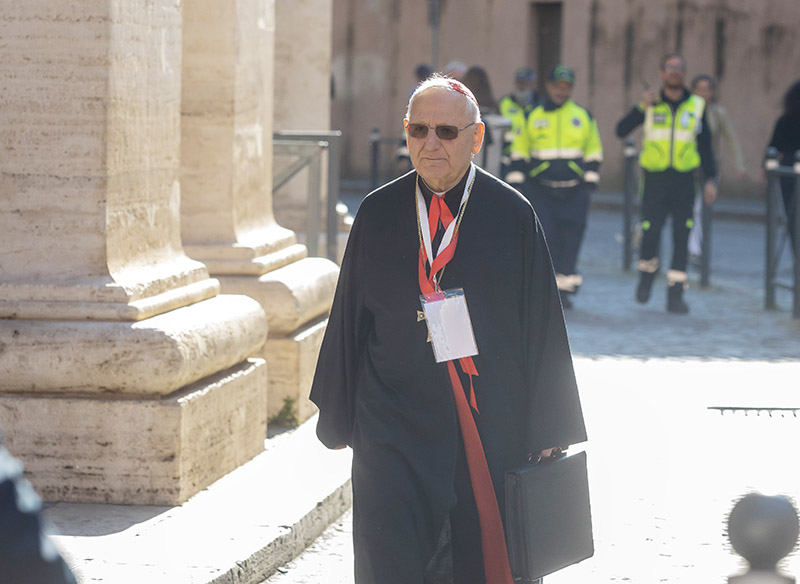 Cardinal Louis Sako, the Iraq-based patriarch of the Chaldean Catholic Church, arrives to attend a general congregation meeting of the College of Cardinals in the New Synod Hall at the Vatican April 29, 2025.