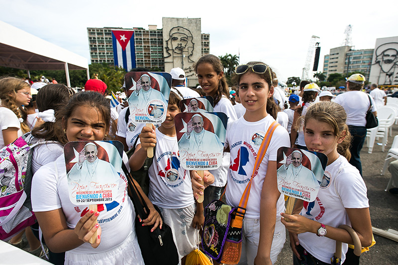 Cubans await the arrival of Pope Francis for his final Mass in Havana in September 2015. The Archdiocese of Miami led a pilgrimage from Miami to Havana in support of the late Pope Francis’ visit to Cuba early in his papacy.