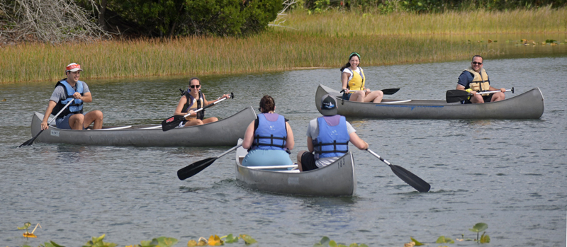 Campers canoe during "Faith, Reality and the Great Outdoors," a young adult retreat in Davie, May 3-4, 2025.