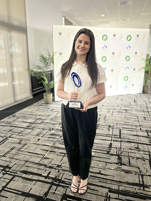 Sarah Cecilio, a senior at St. Brendan High School, received the 2024-2025 Academic Excellence/Community Service Award, part of Univision 23's "Orgullo de Nuestra Juventud" (Pride of Our Youth) program. The award ceremony took place May 22, 2025, at the Fire Tower in Miami.