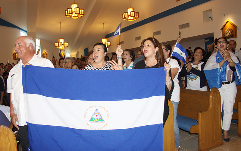 In this file photo, hundreds of Nicaraguans living in Miami gathered at Our Lady of Divine Providence Parish in Sweetwater April 26, 2018, to pray for peace and an end to the violence in Nicaragua that year.