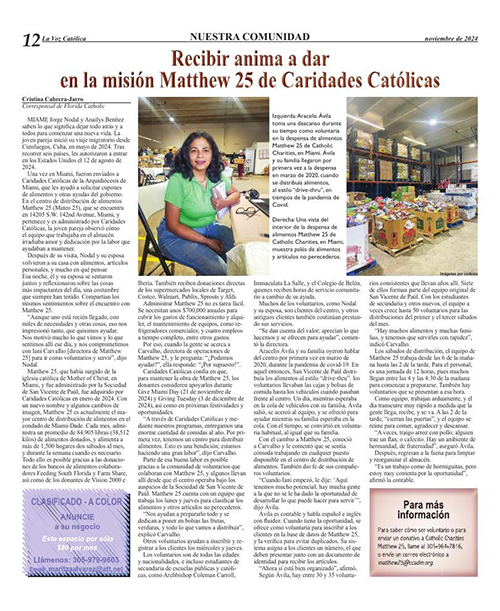 Best Reporting on Social Justice Issues – Call to Family, Community and Participation: Second place, La Voz Católica.