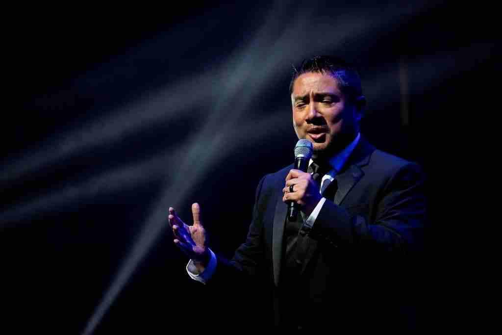Javier Ivan Diaz sings "Pan del Cielo" at the first ever Catholic Music Awards, held in Rome, Italy on July 27, 2025. Diaz's 'Pan del Cielo' won the Catholic Music Award for Best Praise-Worship Song in Spanish.
