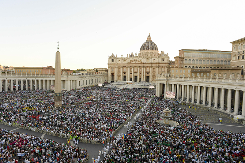 More than 120,000 people gathered in St. Peter’s Square and the surrounding streets to participate in Mass, celebrated by Archbishop Rino Fisichella, pro-prefect of the Dicastery for Evanglization, and to see Pope Leo XIV at the conclusion of the evening Mass as part of the Jubilee of Youth at the Vatican July 29, 2025.