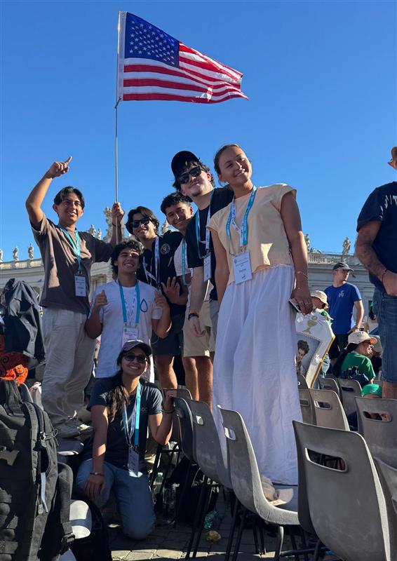 Miami pilgrims await the start of the Jubilee Mass in St. Peter's Square on July 29. The group is part of the archdiocesan pilgrimage that came to Rome from July 28 to August 3, 2025, to participate in the Jubilee of the Youth.
