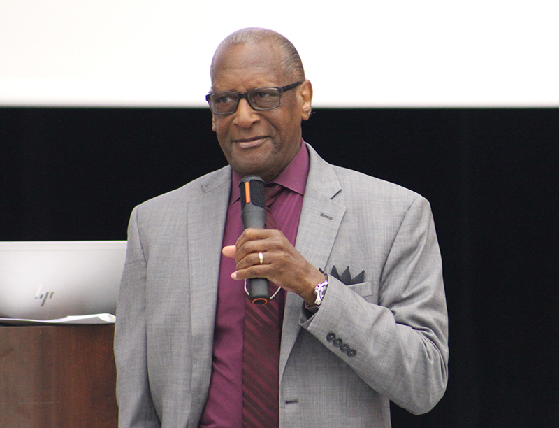 Donald Edward, associate superintendent of Catholic schools for the Archdiocese of Miami, leads a session on establishing relationships during the New Teacher Orientation Aug. 4, 2025, held at Monsignor Edward Pace High in Miami Gardens.