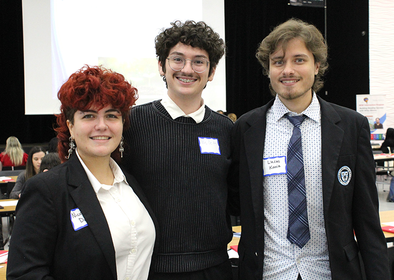 New teachers Nicole Donate, Ryan De-Ara and Lucas Kania will be teaching at Archbishop Coleman Carroll High School in Miami this new academic year. They participated in the New Teacher Orientation hosted at Msgr. Edward Pace High, in Miami Gardens, Aug. 4, 2025, organized by the Office of Catholic Schools.